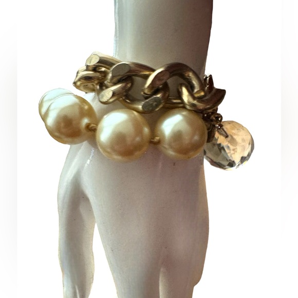 Betsey Johnson Gum Ball Pearl and curb Chain Bracelet Huge Crystal Ball - Picture 4 of 4